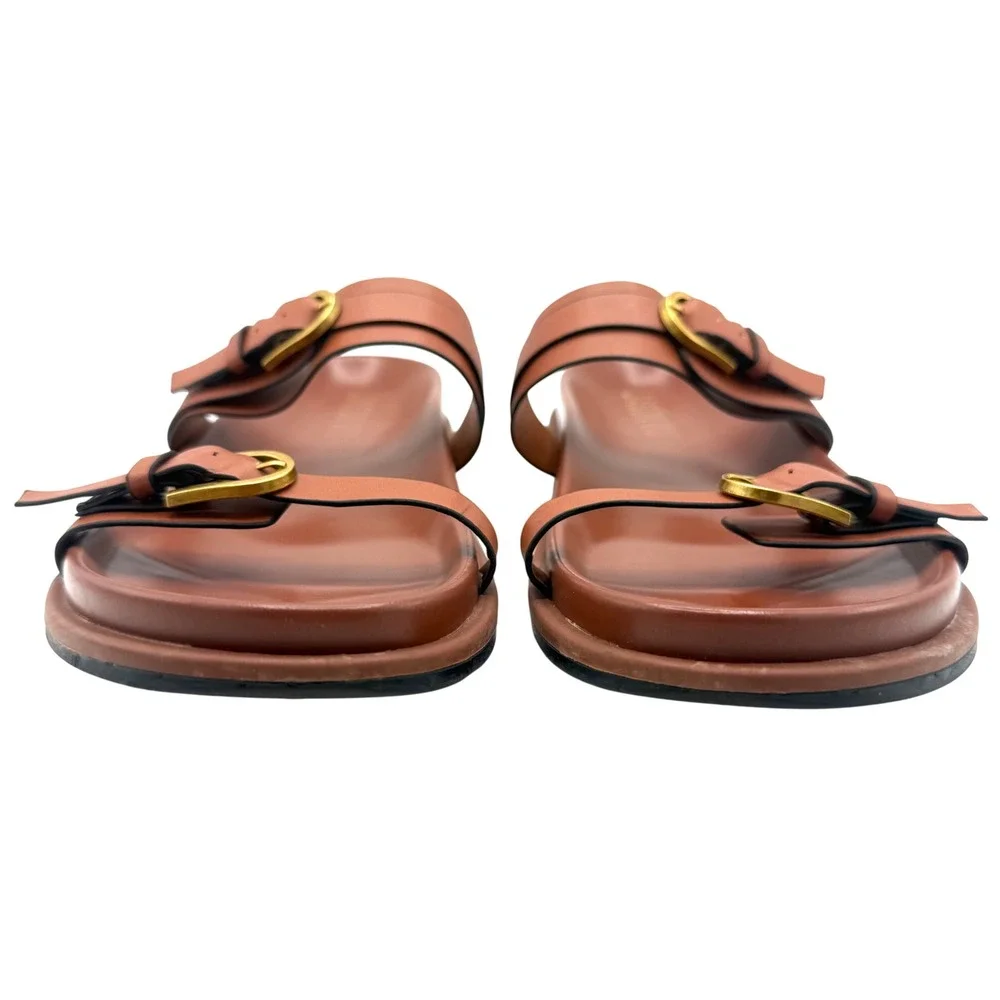 Jason Wu Sandals Women 10 Brown Excellent Leather Double Buckle Slide Shoes